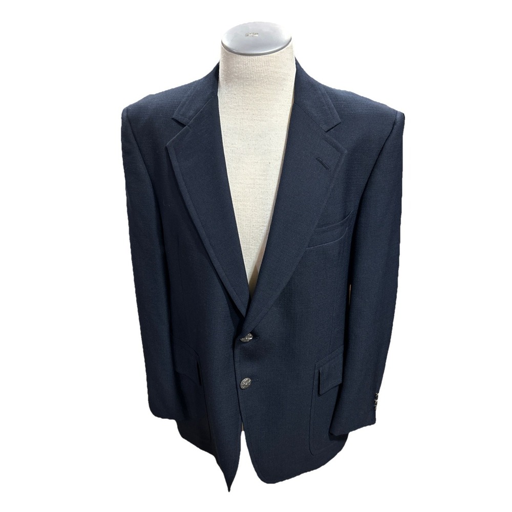 Hart Schaffner Marx Mens Blazer 46 Navy Blue Jack Nicklaus Golf Sport Coat